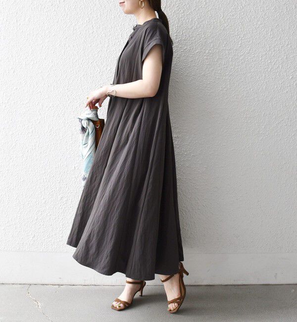 SHIPS any「SHIPS any:〈洗濯機可能〉ツイル バンドカラー フレンチ フレア シャツ ワンピース」|ワンピース|