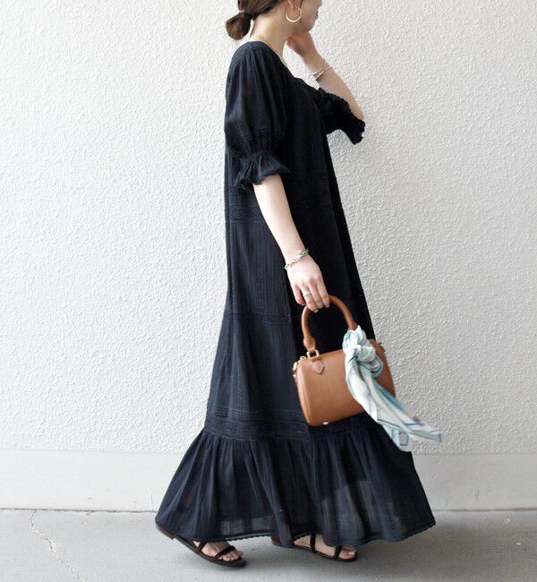 SHIPS any「《予約》SHIPS any:〈洗濯機可能〉コットン ミックス レース 切り替え ギャザー ワンピース」|ワンピース|