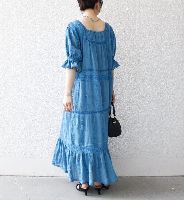 SHIPS any「《予約》SHIPS any:〈洗濯機可能〉コットン ミックス レース 切り替え ギャザー ワンピース」|ワンピース|