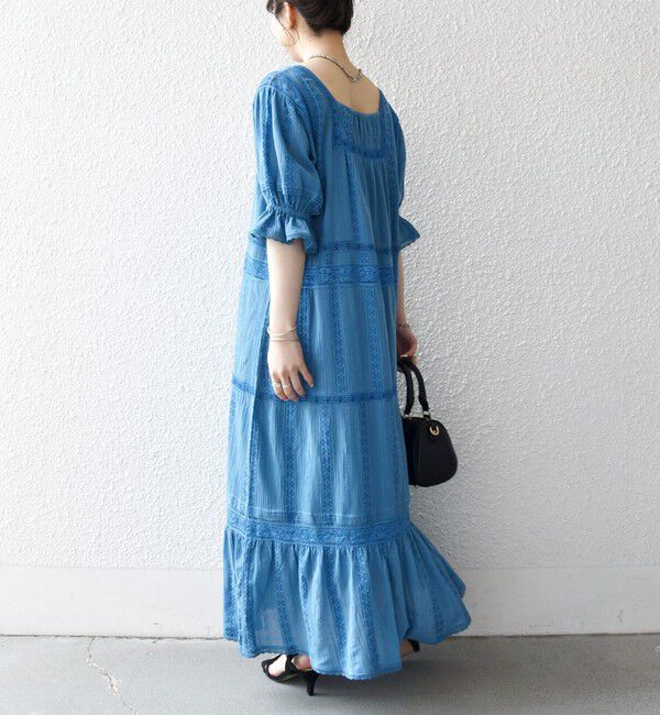 SHIPS any「《予約》SHIPS any:〈洗濯機可能〉コットン ミックス レース 切り替え ギャザー ワンピース」|ワンピース|