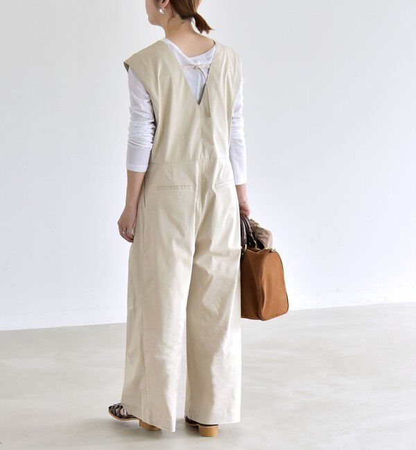 quaranciel「quaranciel:〈洗濯機可能〉Vネック ワイド オールインワン」|オールインワン|