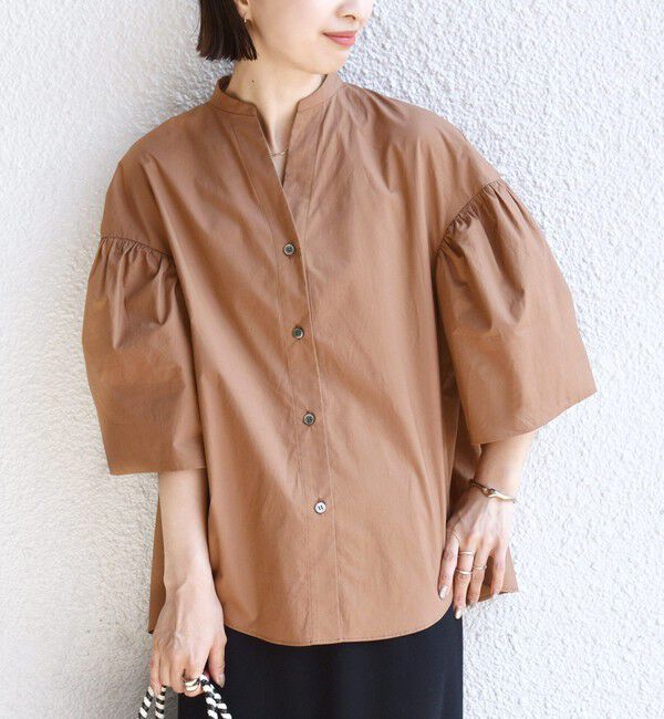 SHIPS for women「《予約》〈手洗い可能〉バック フレア 袖 ギャザー スキッパー ブラウス」|シャツ・ブラウス|