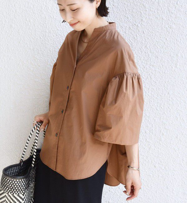 SHIPS for women「《予約》〈手洗い可能〉バック フレア 袖 ギャザー スキッパー ブラウス」|シャツ・ブラウス|