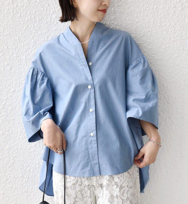 SHIPS for women「《予約》〈手洗い可能〉バック フレア 袖 ギャザー スキッパー ブラウス」|シャツ・ブラウス|