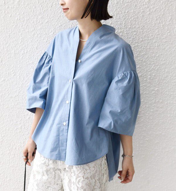 SHIPS for women「《予約》〈手洗い可能〉バック フレア 袖 ギャザー スキッパー ブラウス」|シャツ・ブラウス|