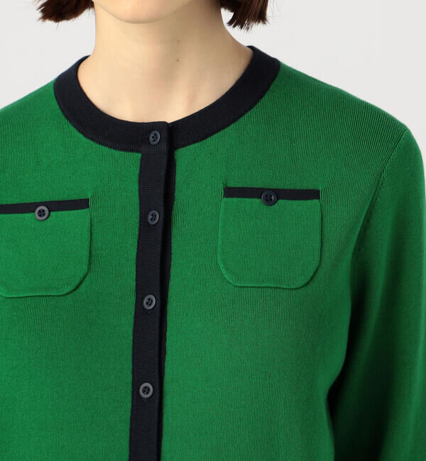 CABaN「コットンカシミヤ バイカラークルーネックカーディガン」|カーディガン|