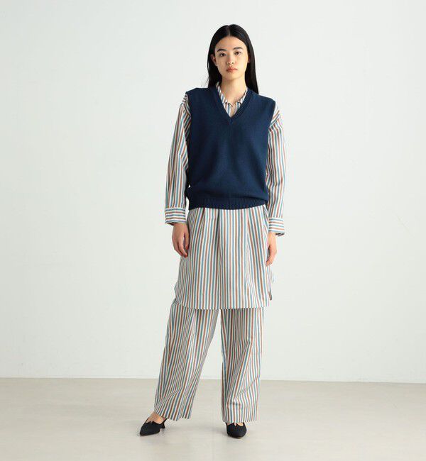 BACCA「カラーコットン Vネックニットプルオーバー」|ニット・セーター|