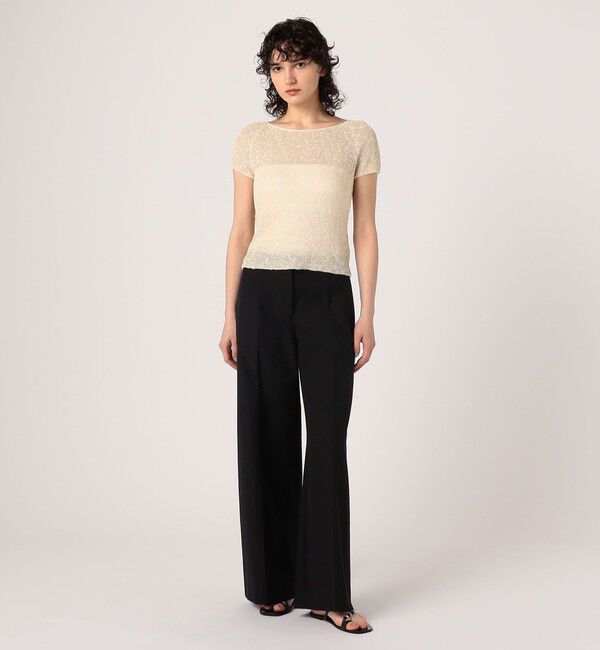 DES PRES「グリッターコットン ショートスリーブプルオーバー」|ニット・セーター|