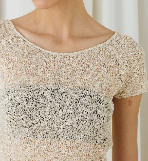 DES PRES「グリッターコットン ショートスリーブプルオーバー」|ニット・セーター|