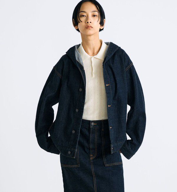 Edition「ワンウオッシュ エッセンシャルデニム フーデットブルゾン」|ブルゾン・スタジャン|