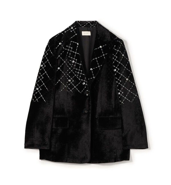 DES PRES「ダイアモンドゲージエンブロイダリー ピークドラペルジャケット」|テーラードジャケット|18 ブラック系