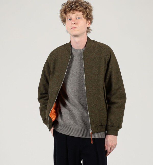 TOMORROWLAND MENS「キルトライニング ウールニット ジップアップブルゾン」|ブルゾン・スタジャン|