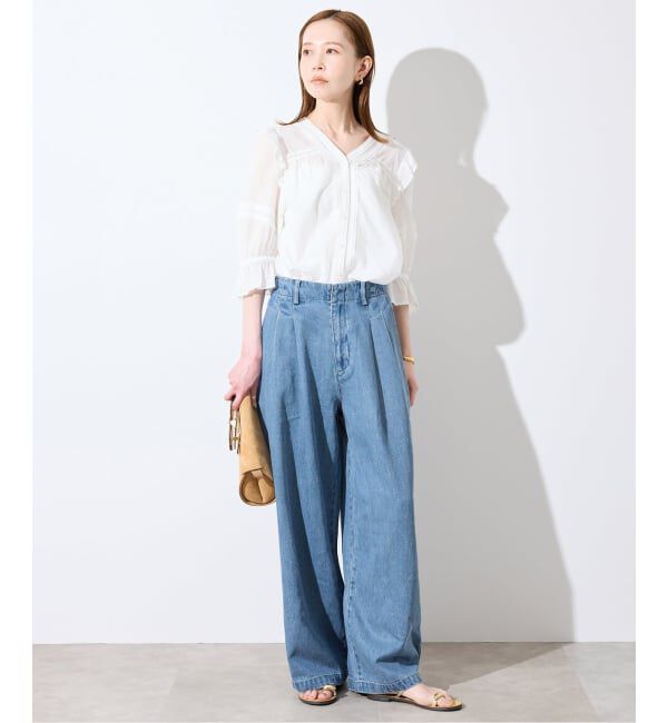 SLOBE IENA「《4サイズ展開/追加2》LEDENIM TUCK TROUSERデニム」|デニム|