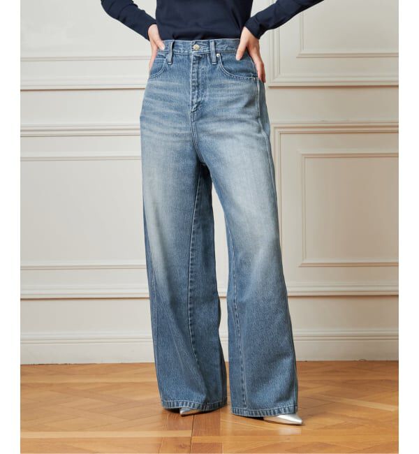 IENA LA BOUCLE「《追加》IENA LA BOUCLE ソフトデニムシルエットパンツ2」|デニム|ブルー