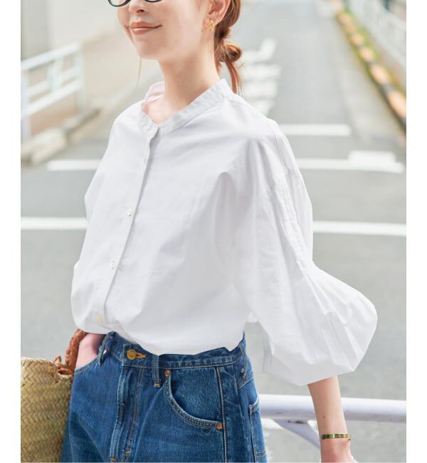 SLOBE IENA「《WEB限定/追加3》ピンタックバルーンスリーブブラウス」|シャツ・ブラウス|ホワイト