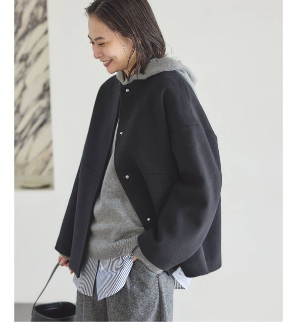 JOURNAL STANDARD「《追加4》スーパー140ビーバーノーカラーショートコート」|ノーカラーコート|