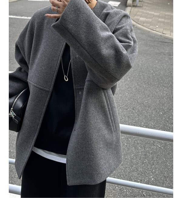 JOURNAL STANDARD「《追加4》スーパー140ビーバーノーカラーショートコート」|ノーカラーコート|