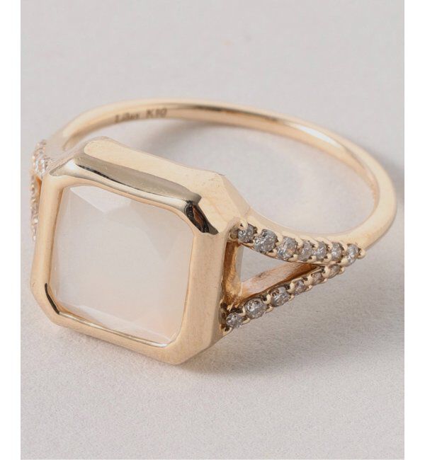 Lilas by Spick&Span「ホワイトムーンストーン8角2ラインダイヤリング K10」|リング|