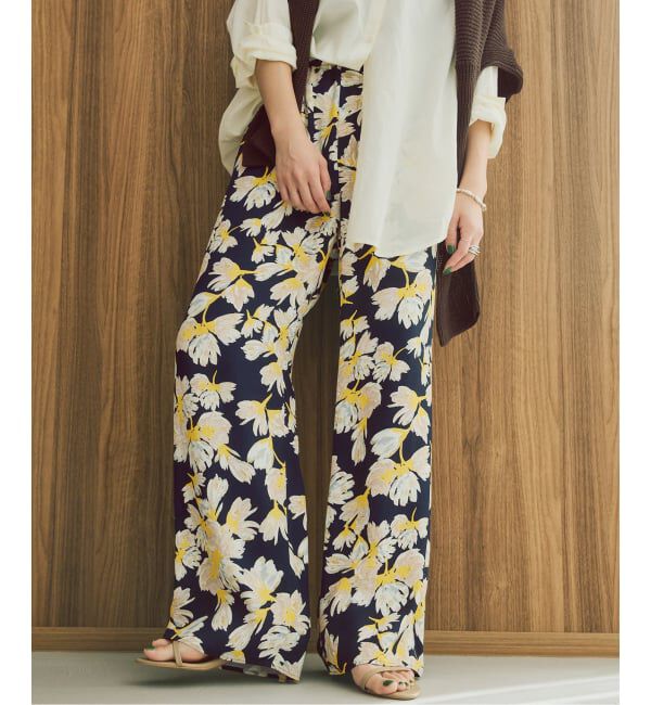 Spick and Span「フローラルプリントイージーパンツ」|その他|ネイビーベース