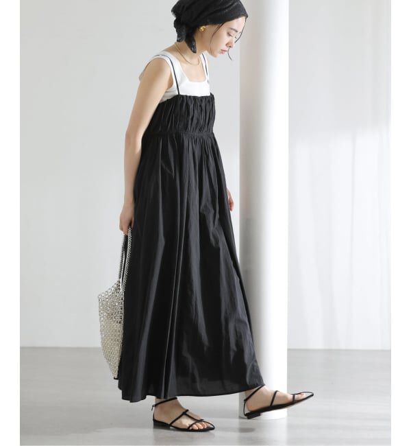  「《WEB限定》【洗える】ギャザーキャミワンピース」|ワンピース|ブラック