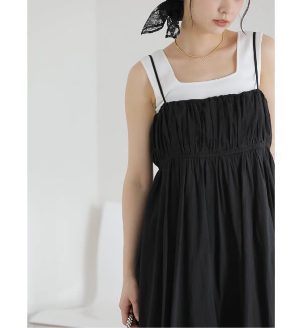  「《WEB限定》【洗える】ギャザーキャミワンピース」|ワンピース|