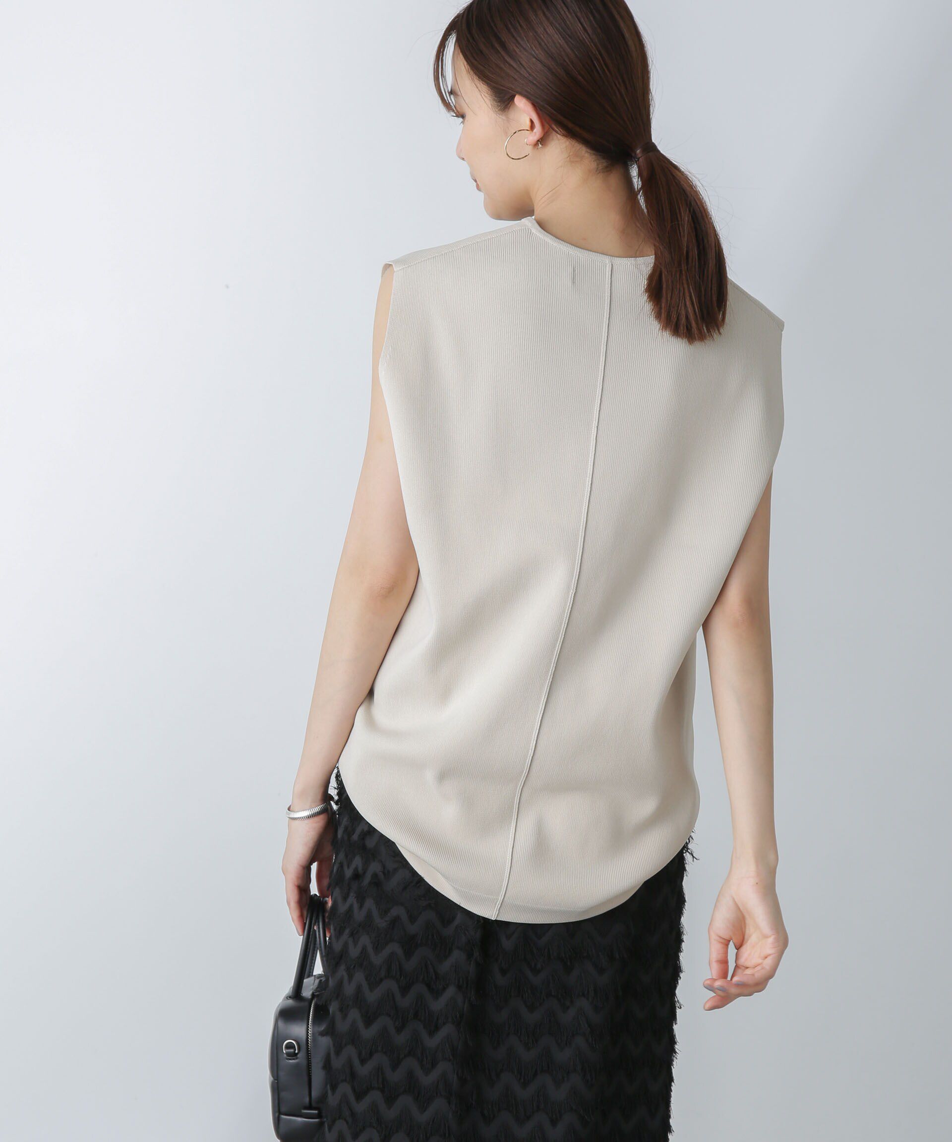 nano･universe「洗濯機洗可・UVカットキーネックノースリ－ブニット」|ニット・セーター|