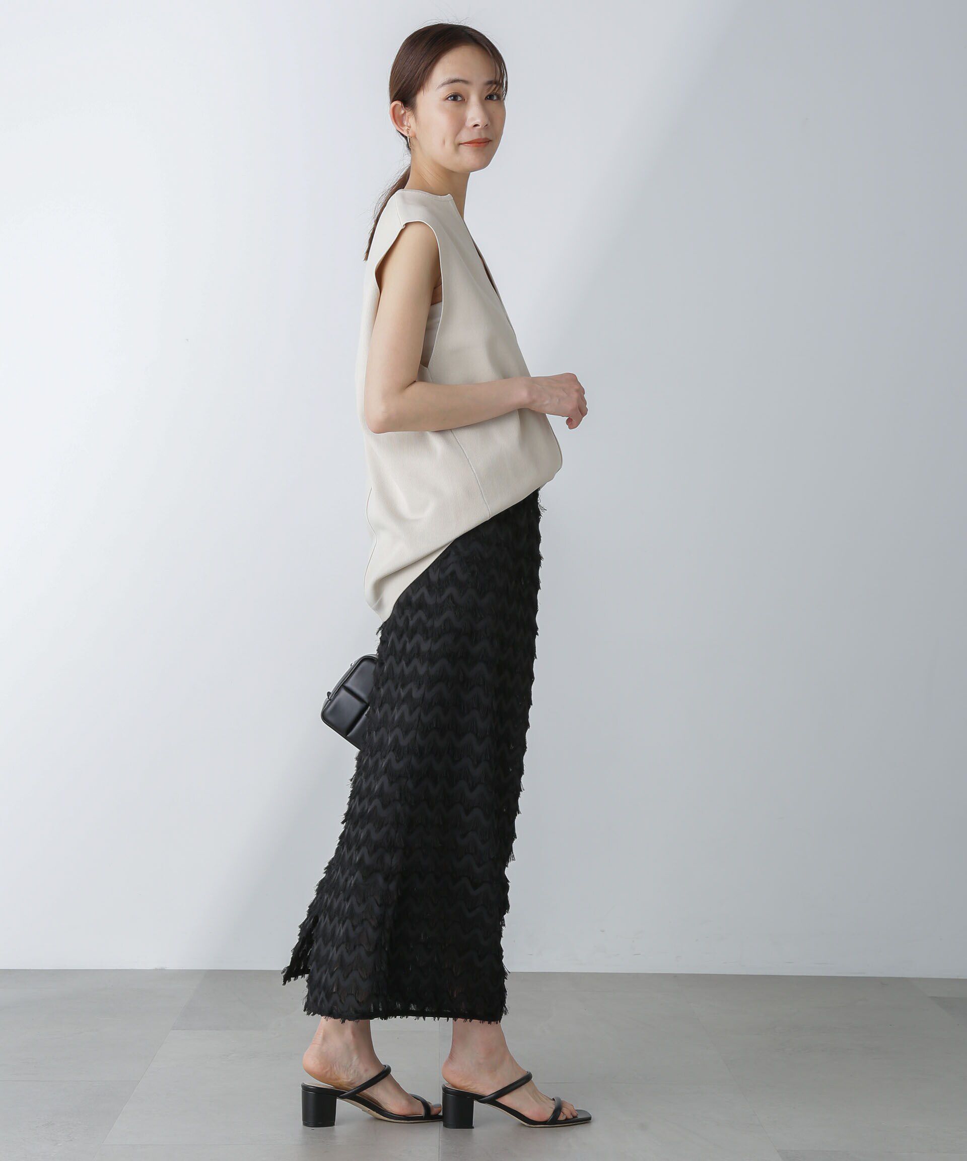 nano･universe「洗濯機洗可・UVカットキーネックノースリ－ブニット」|ニット・セーター|