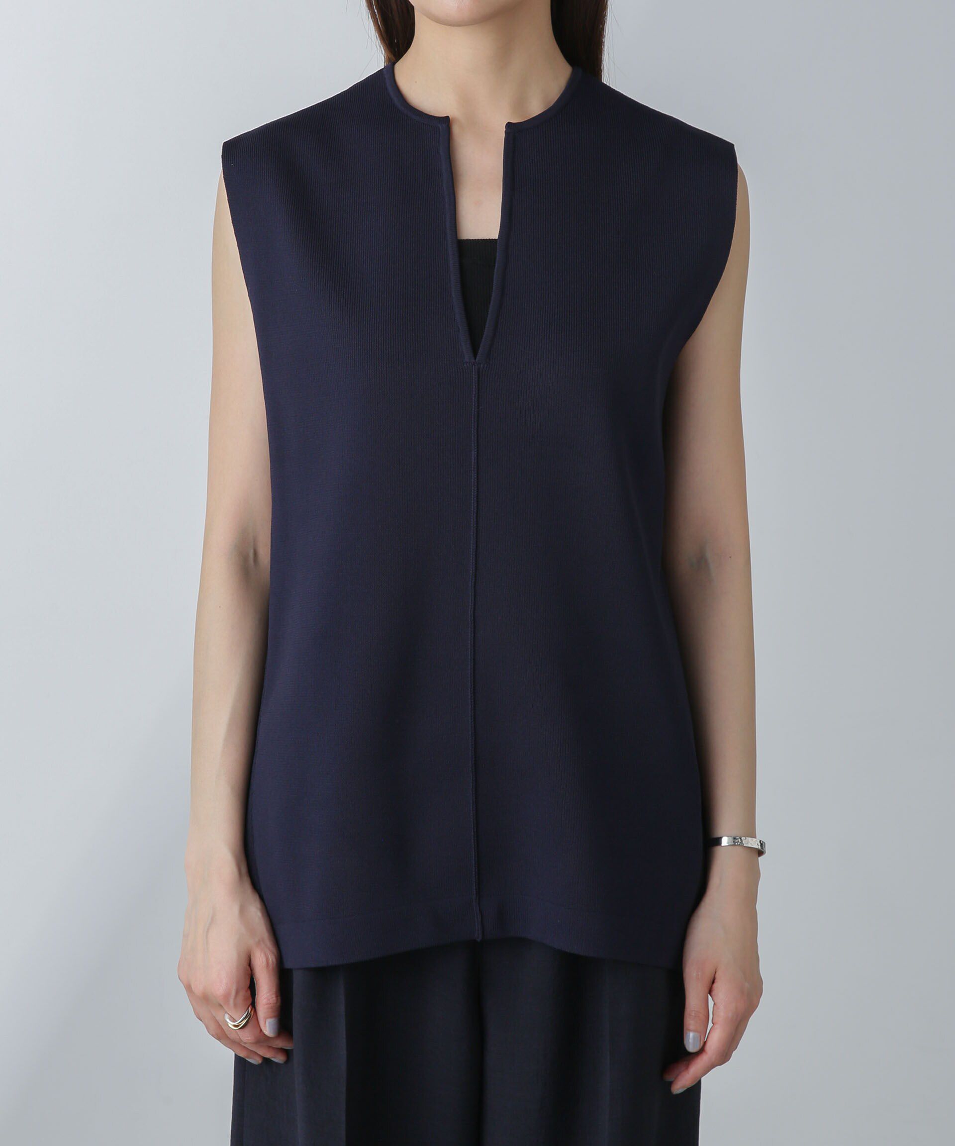 nano･universe「洗濯機洗可・UVカットキーネックノースリ－ブニット」|ニット・セーター|