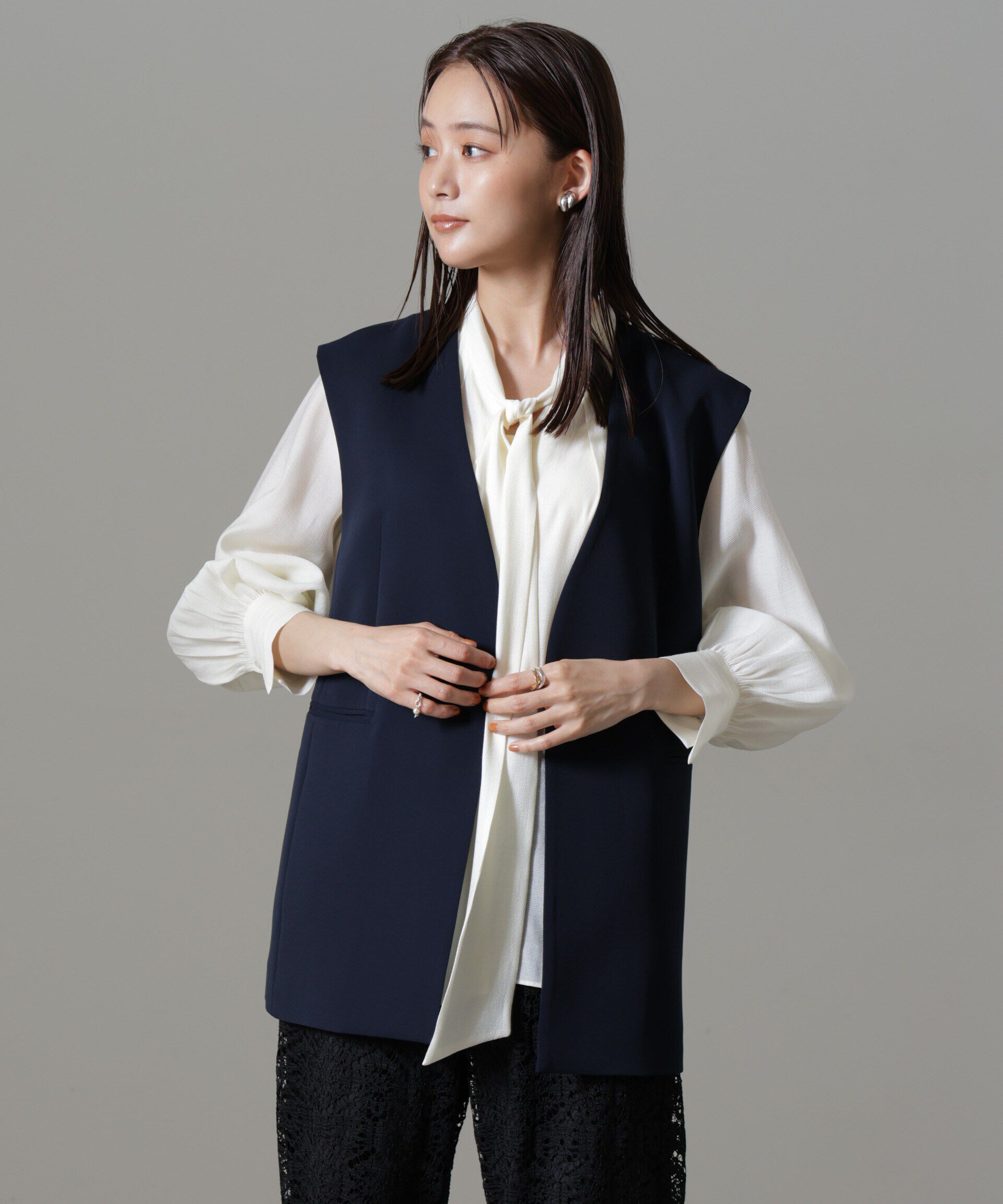 nano･universe「イージーケアダブルクロス ジレ(セットアップ可)」|テーラードジャケット|