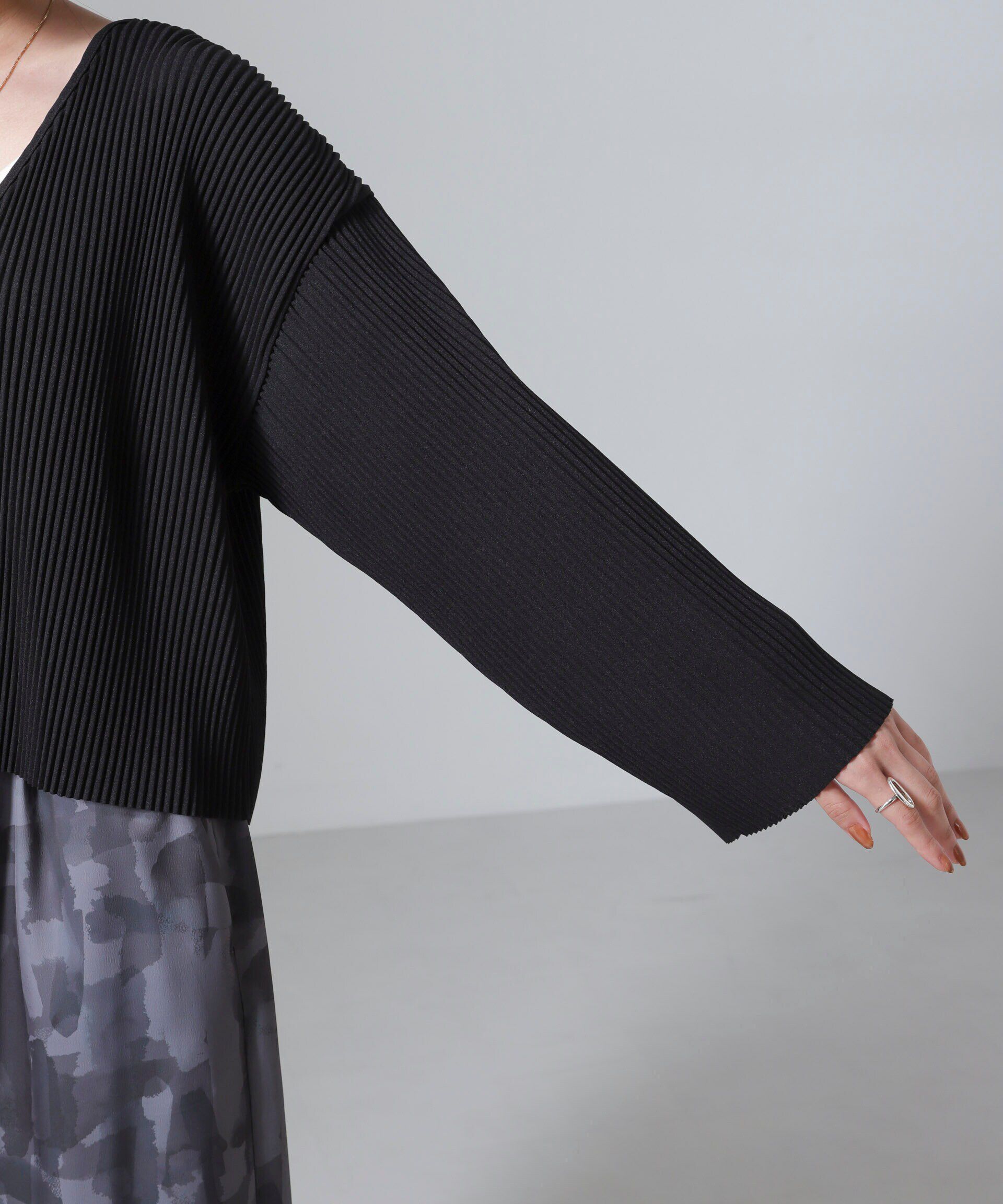 nano･universe「プリーツカット着流しカーディガン(セットアップ可)」|Tシャツ・カットソー|