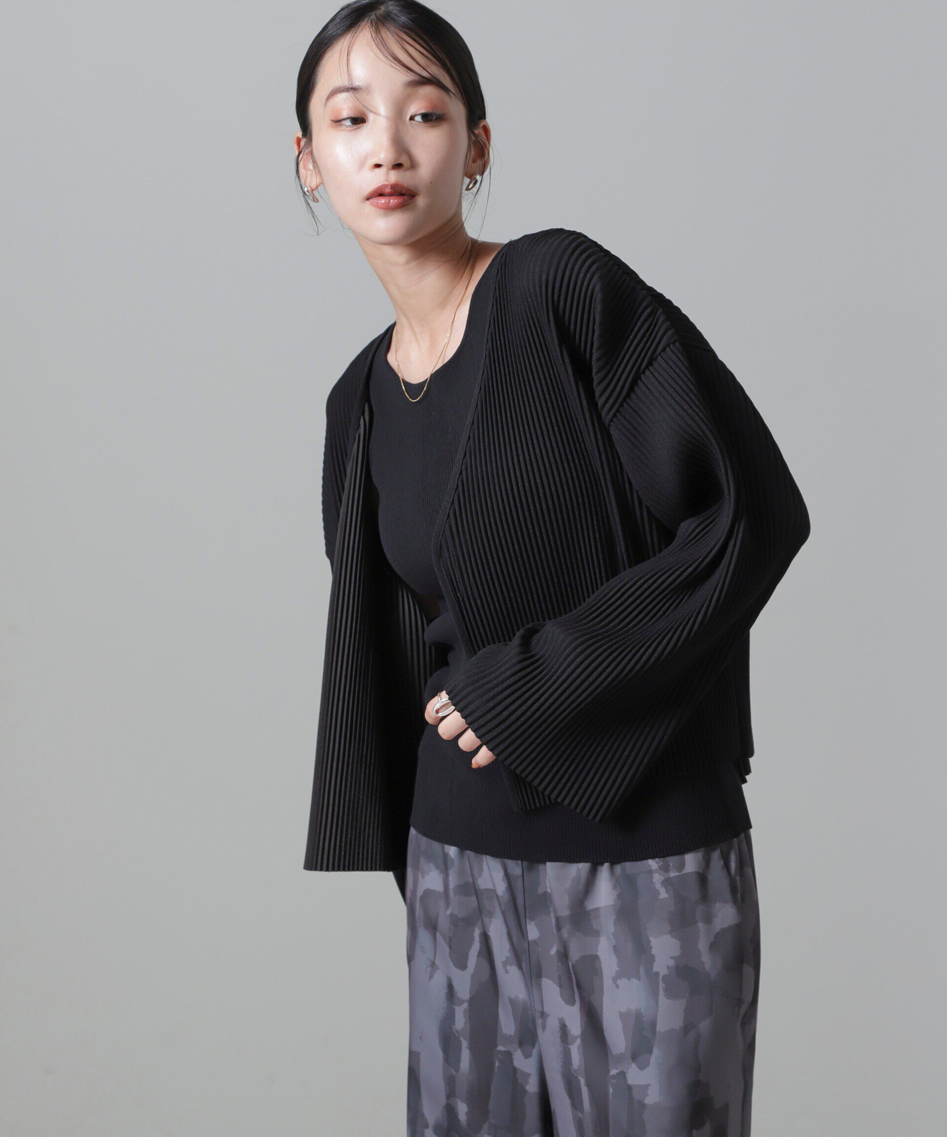 nano･universe「プリーツカット着流しカーディガン(セットアップ可)」|Tシャツ・カットソー|