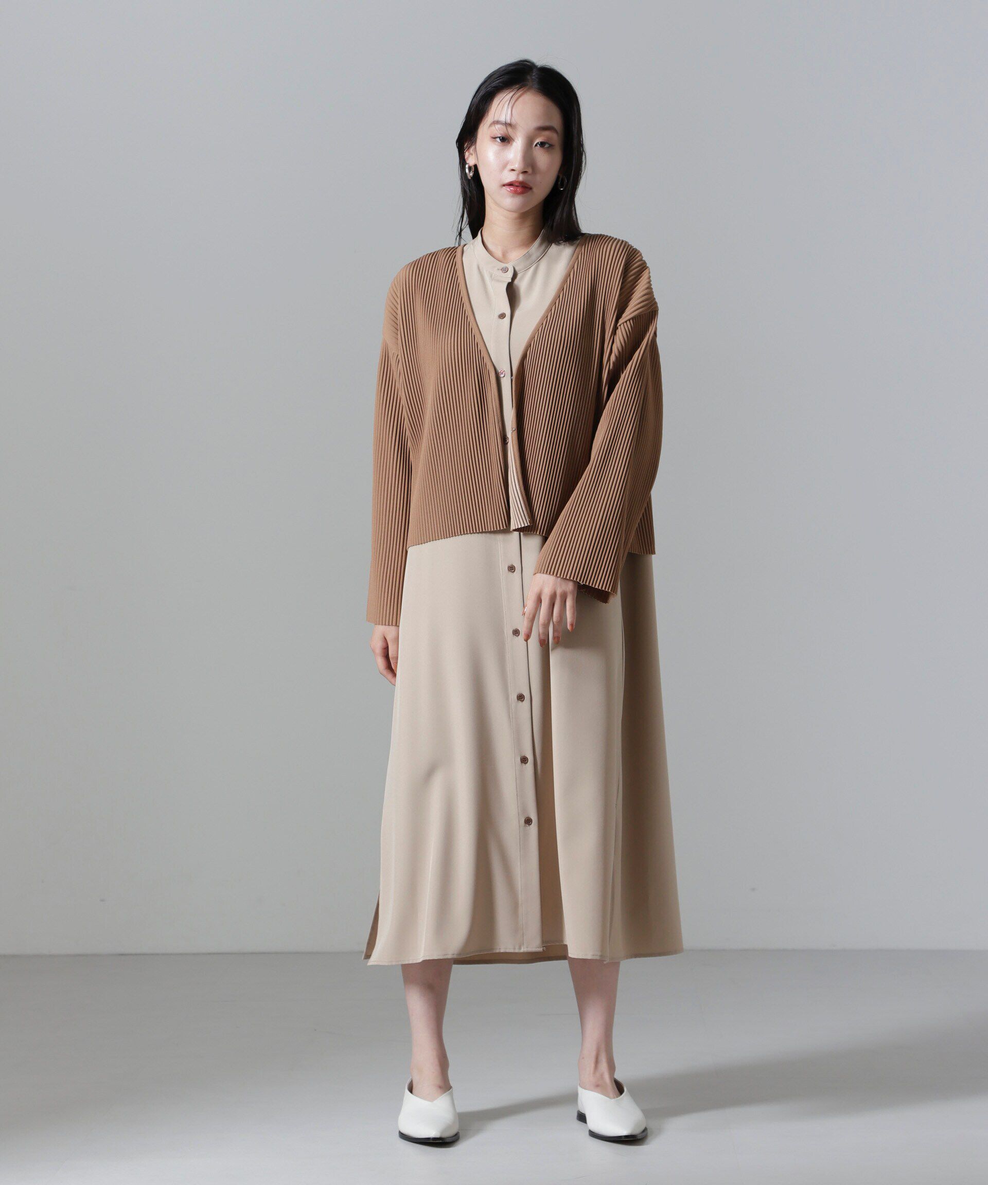 nano･universe「プリーツカット着流しカーディガン(セットアップ可)」|Tシャツ・カットソー|