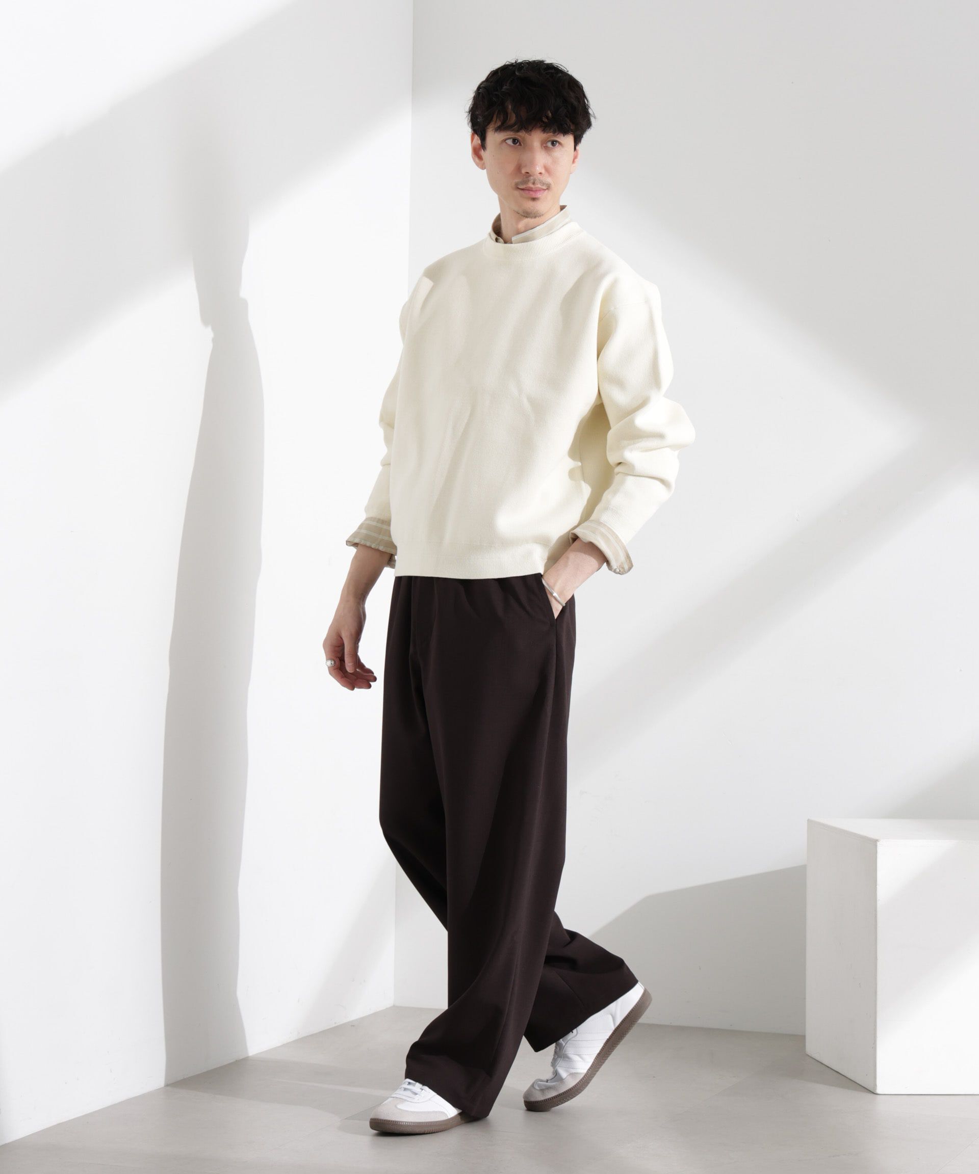 nano･universe「「大人のスウェット」スウェットライク接結クルーネックニット」|ニット・セーター|