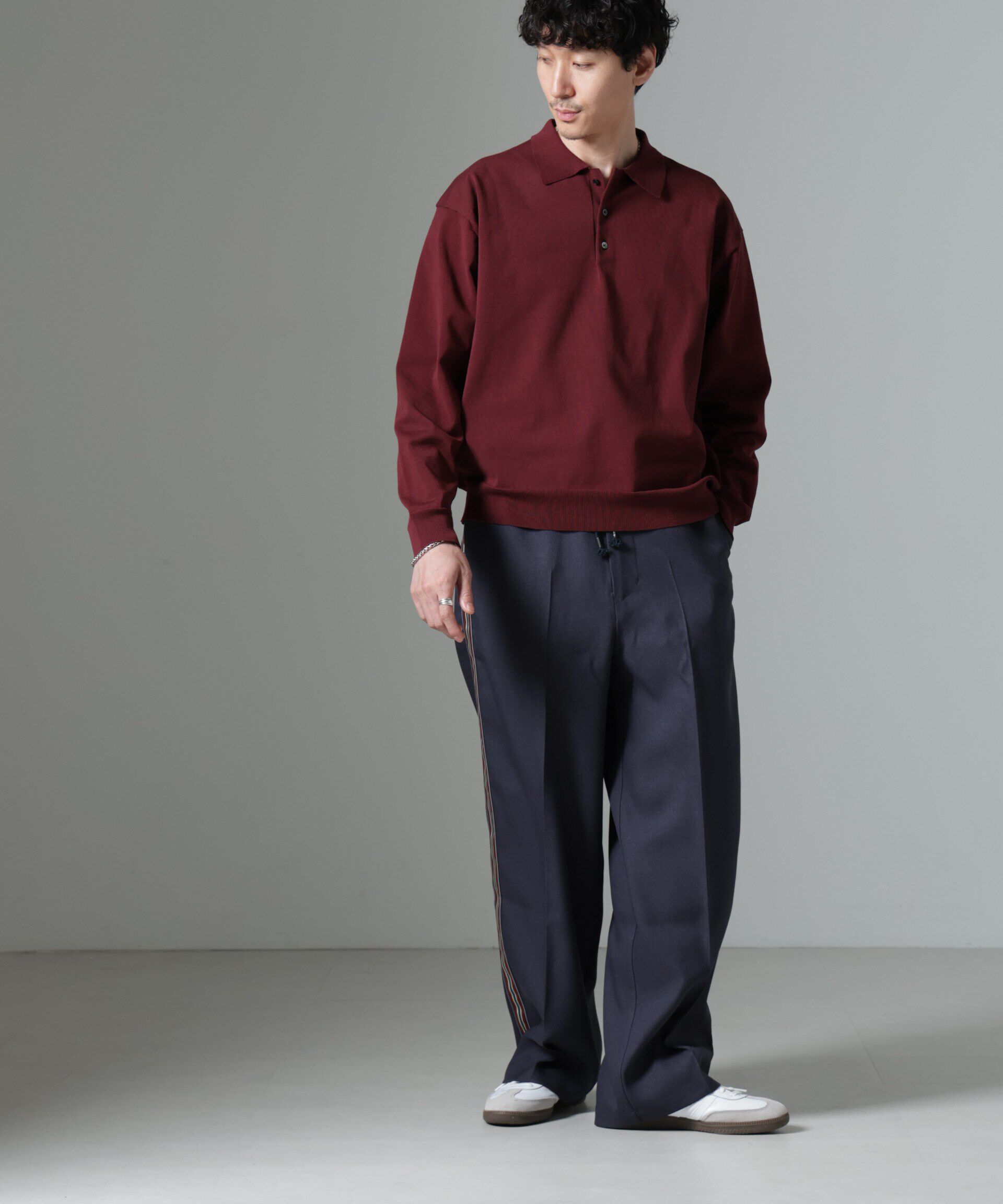 nano･universe「テックツイルサイドストライプイージーパンツ」|チノ|