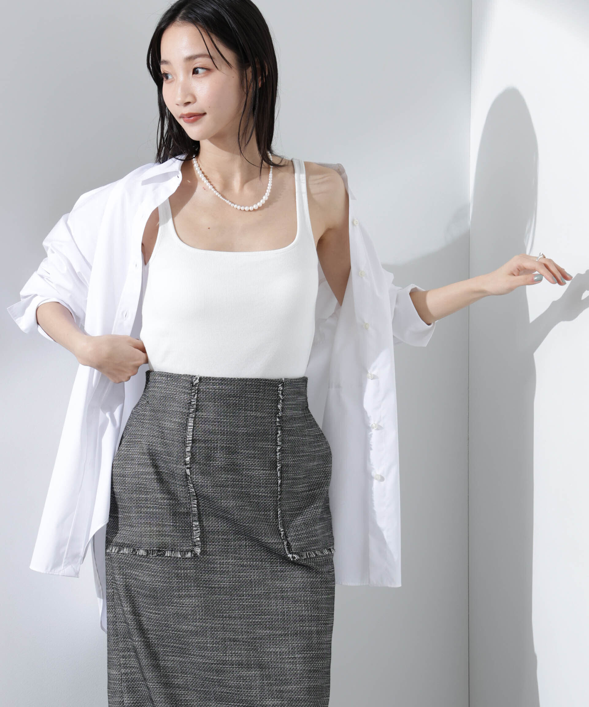 nano･universe「抗菌防臭リブカップ付きタンクトップ」|Tシャツ・カットソー|