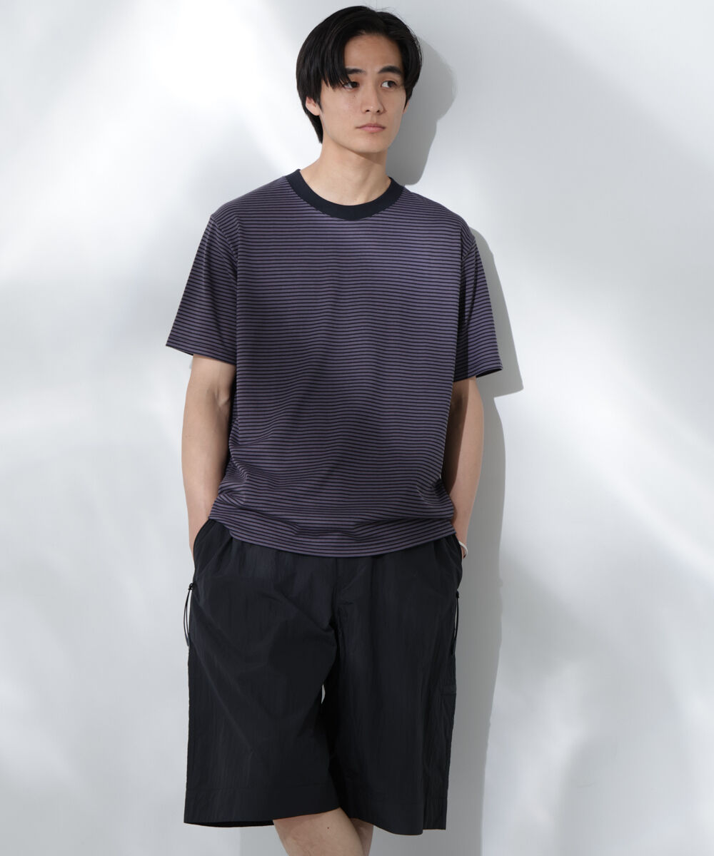 nano･universe「Anti Soaked(R)  汗染み防止 ボーダーミドルシルエットTシャツ」|Tシャツ・カットソー|チャコール3