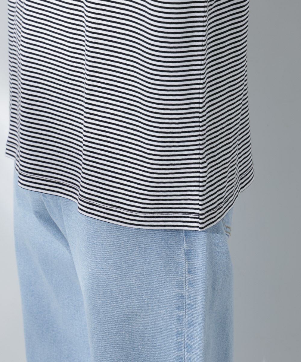 nano･universe「Anti Soaked(R)  汗染み防止 ボーダーミドルシルエットTシャツ」|Tシャツ・カットソー|