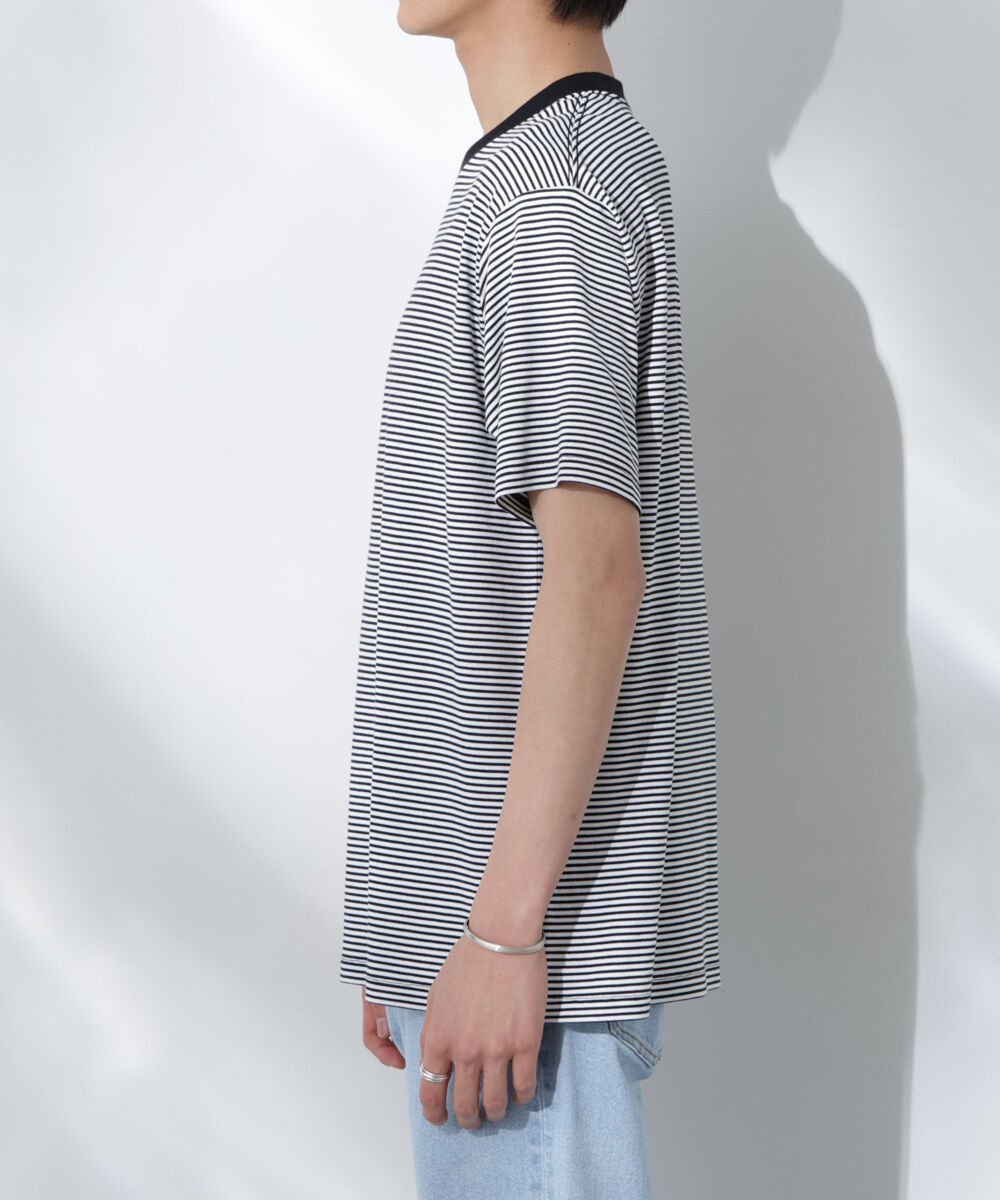 nano･universe「Anti Soaked(R)  汗染み防止 ボーダーミドルシルエットTシャツ」|Tシャツ・カットソー|