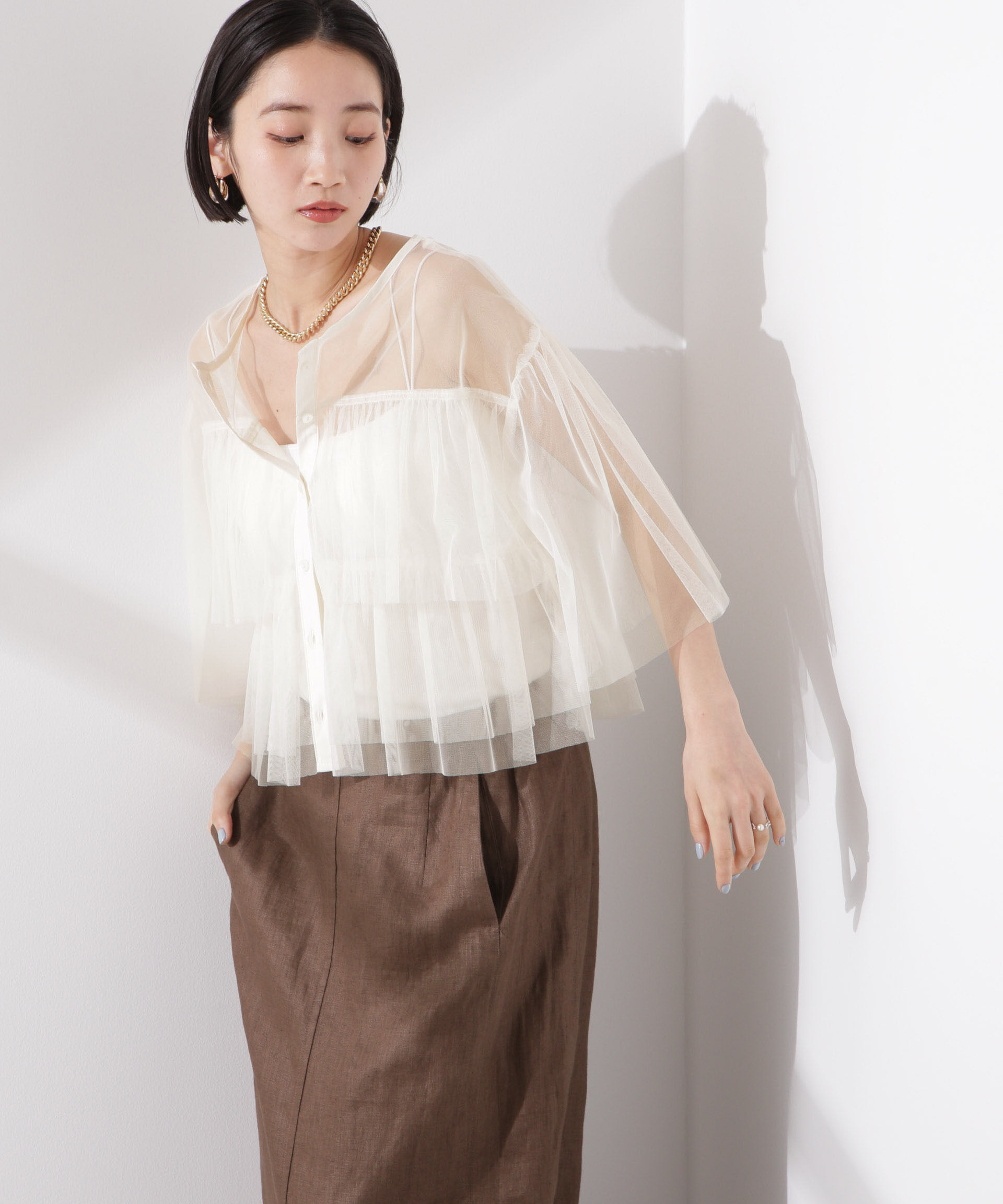 nano･universe「チュールティアードブラウス」|シャツ・ブラウス|