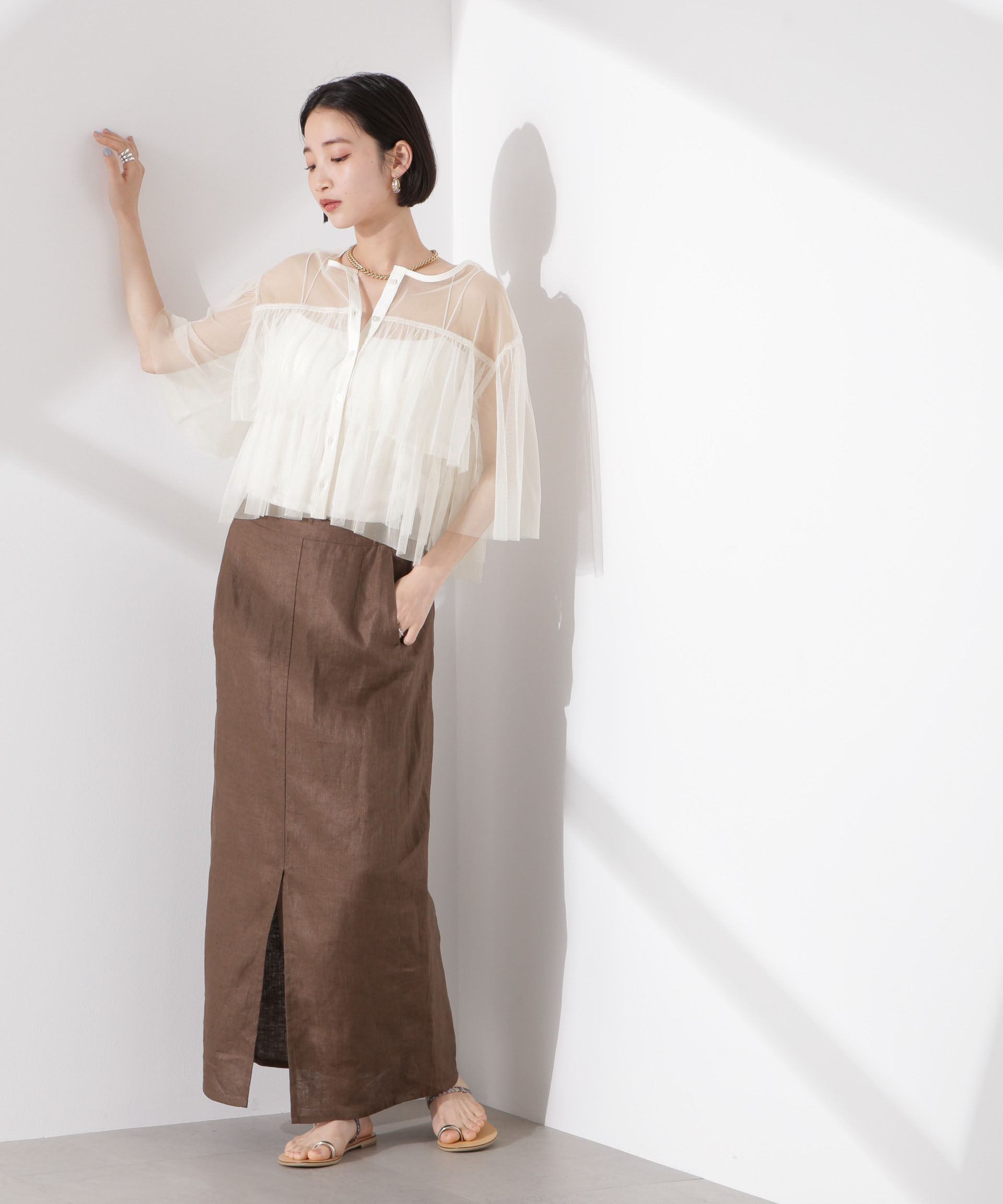 nano･universe「チュールティアードブラウス」|シャツ・ブラウス|