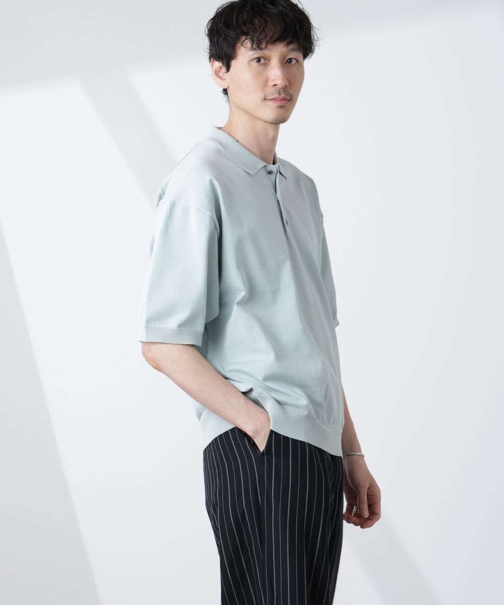  「コットン/ソロナ プレーティング 半袖ニットポロシャツ」|Tシャツ・カットソー|L.ブルー1