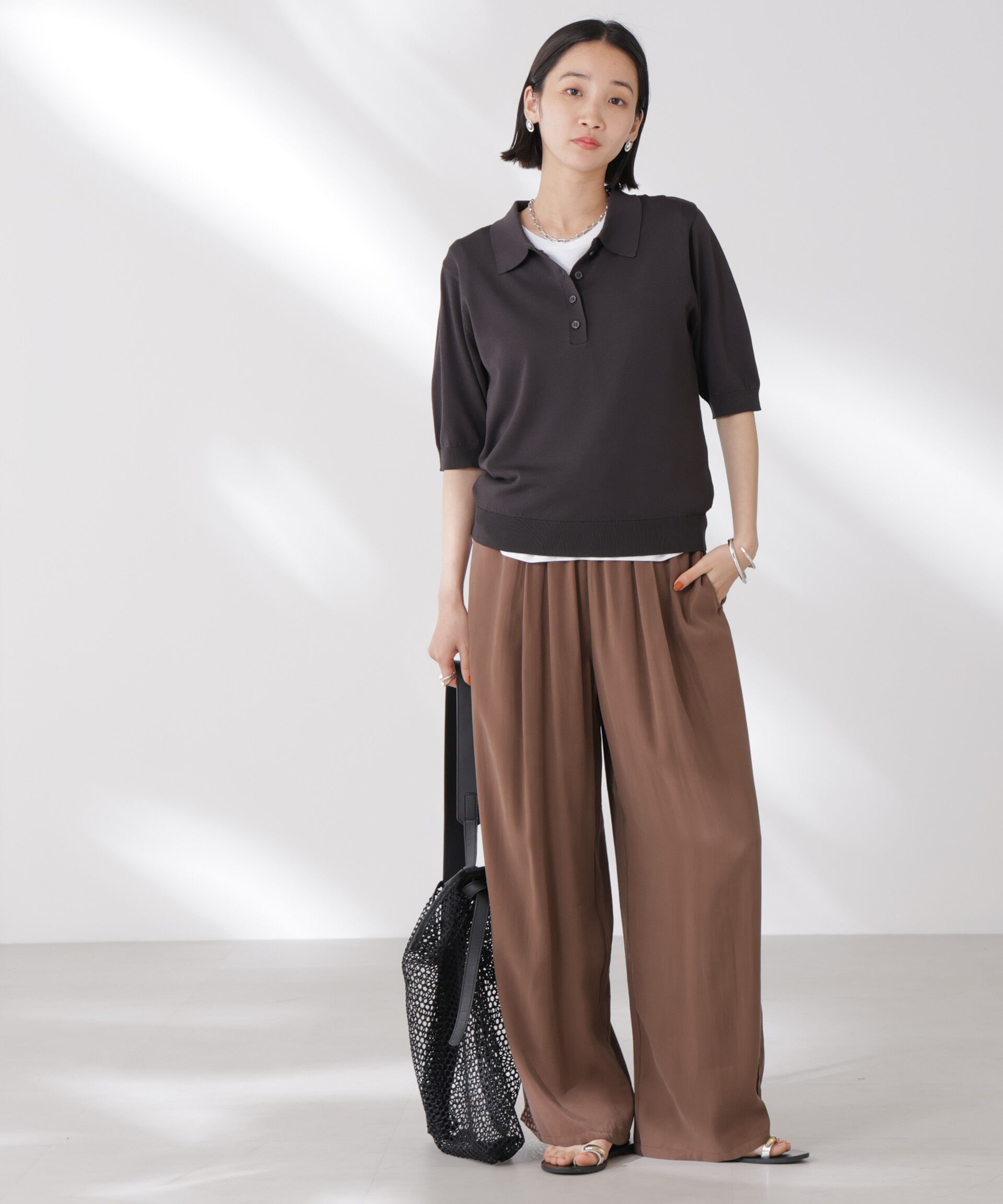 nano･universe「多機能強撚ポロニットトップス」|ニット・セーター|