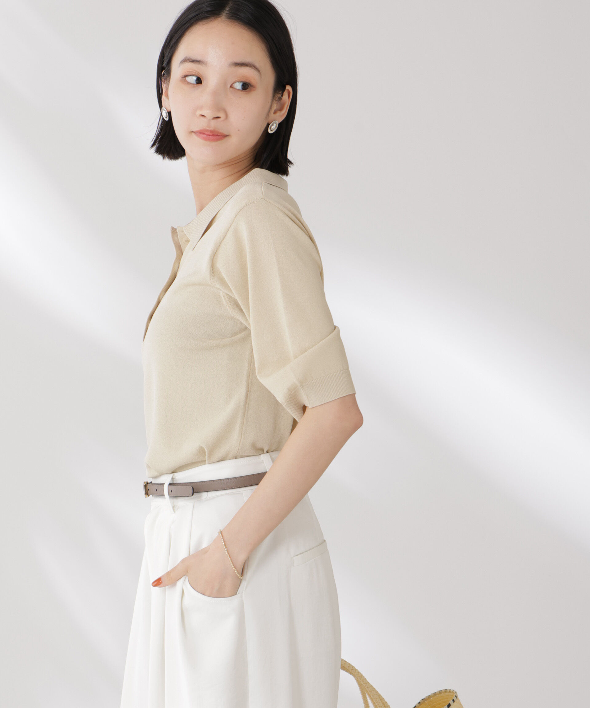 nano･universe「多機能強撚ポロニットトップス」|ニット・セーター|