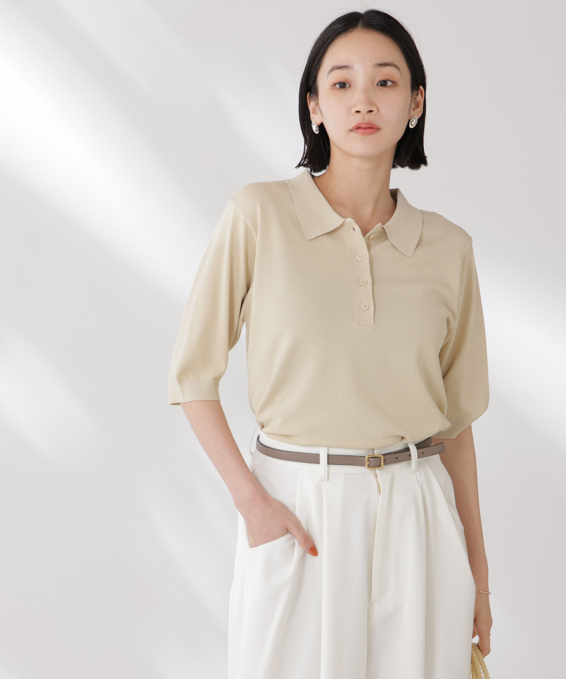 nano･universe「多機能強撚ポロニットトップス」|ニット・セーター|