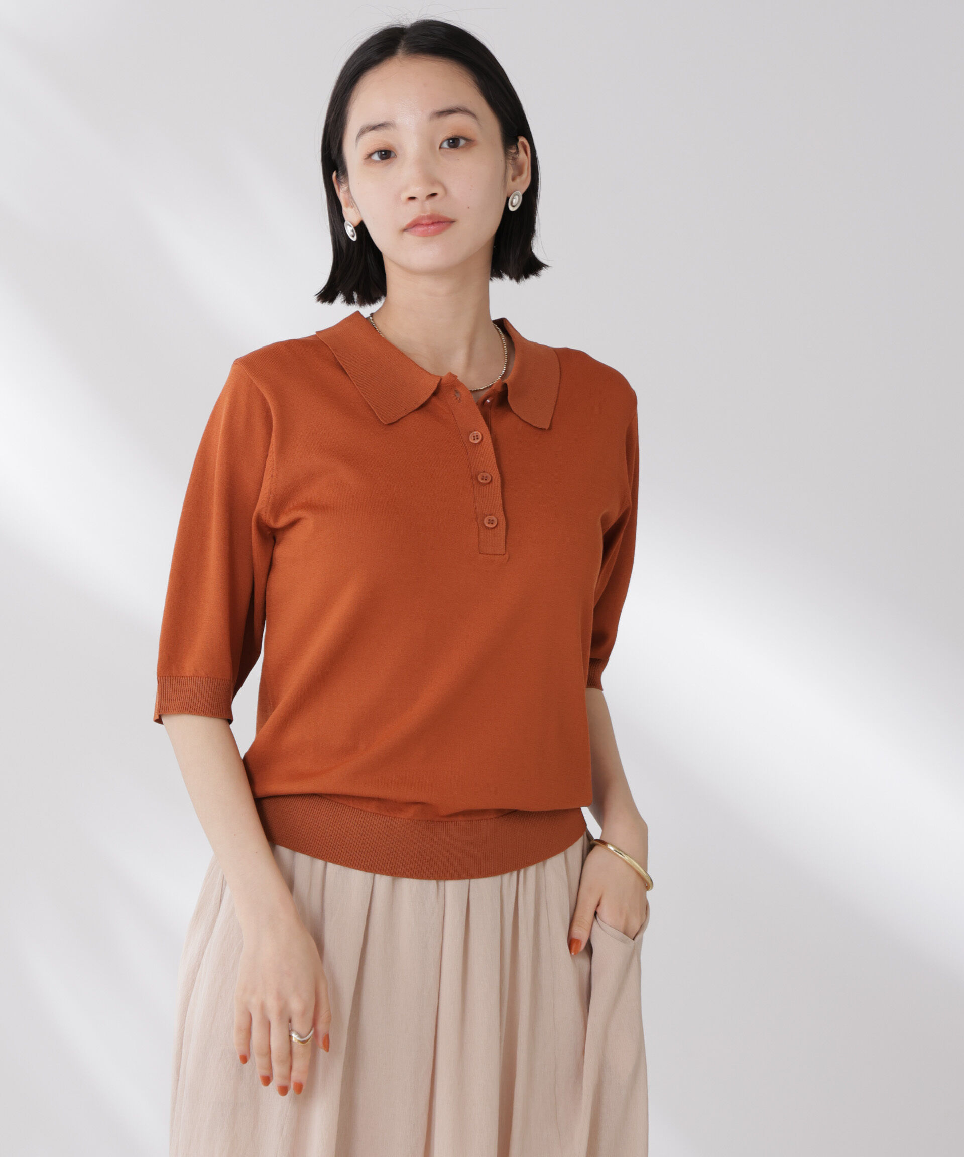 nano･universe「多機能強撚ポロニットトップス」|ニット・セーター|