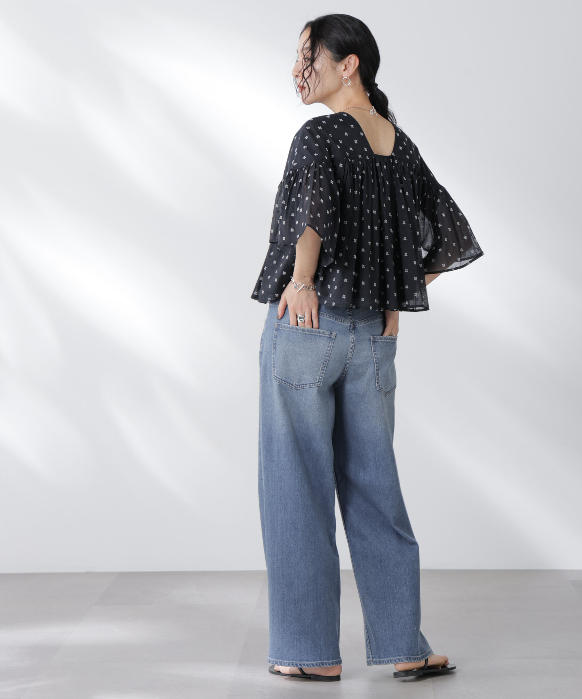 nano･universe「made in india コットンフロッキーフラワーブラウス」|シャツ・ブラウス|