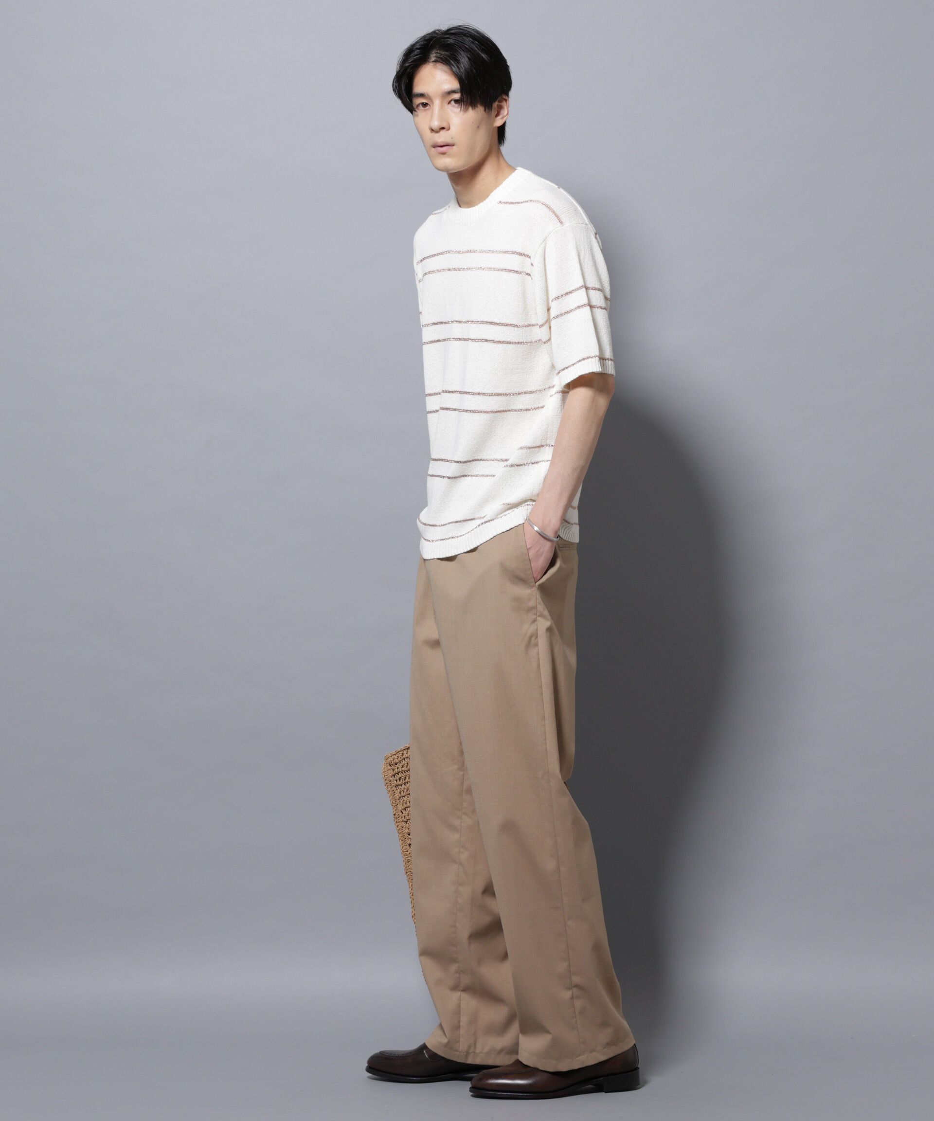 nano･universe「ブークレーラメボーダー ニットTシャツ」|ニット・セーター|