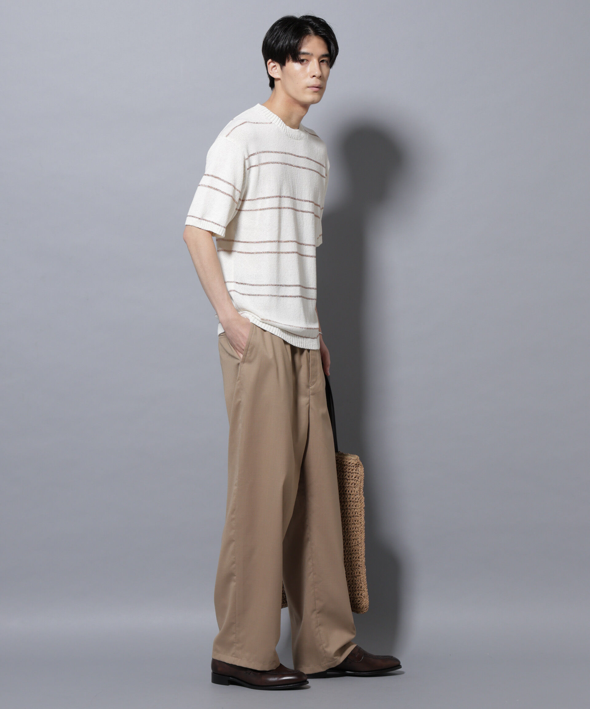 nano･universe「ブークレーラメボーダー ニットTシャツ」|ニット・セーター|