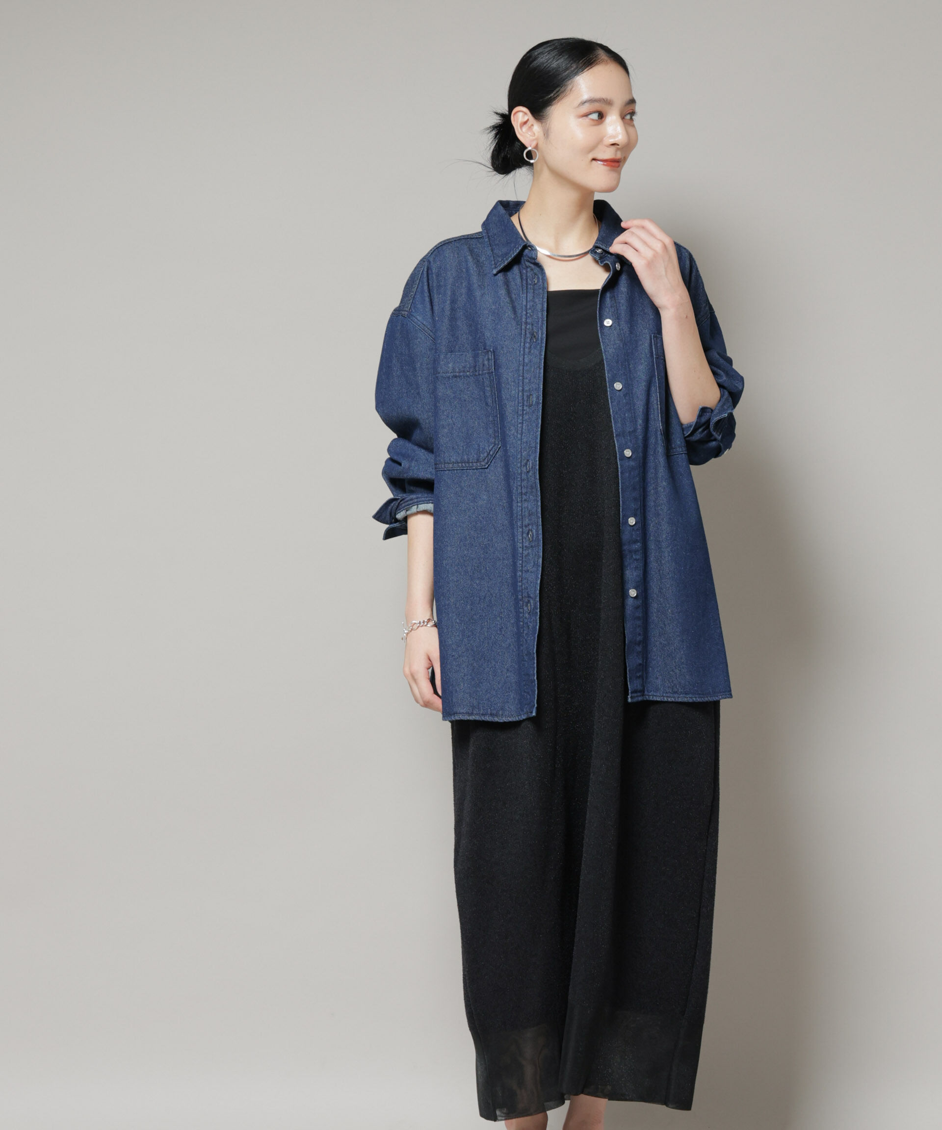 nano･universe「モール接結Uネックフォルムワンピース」|ワンピース|