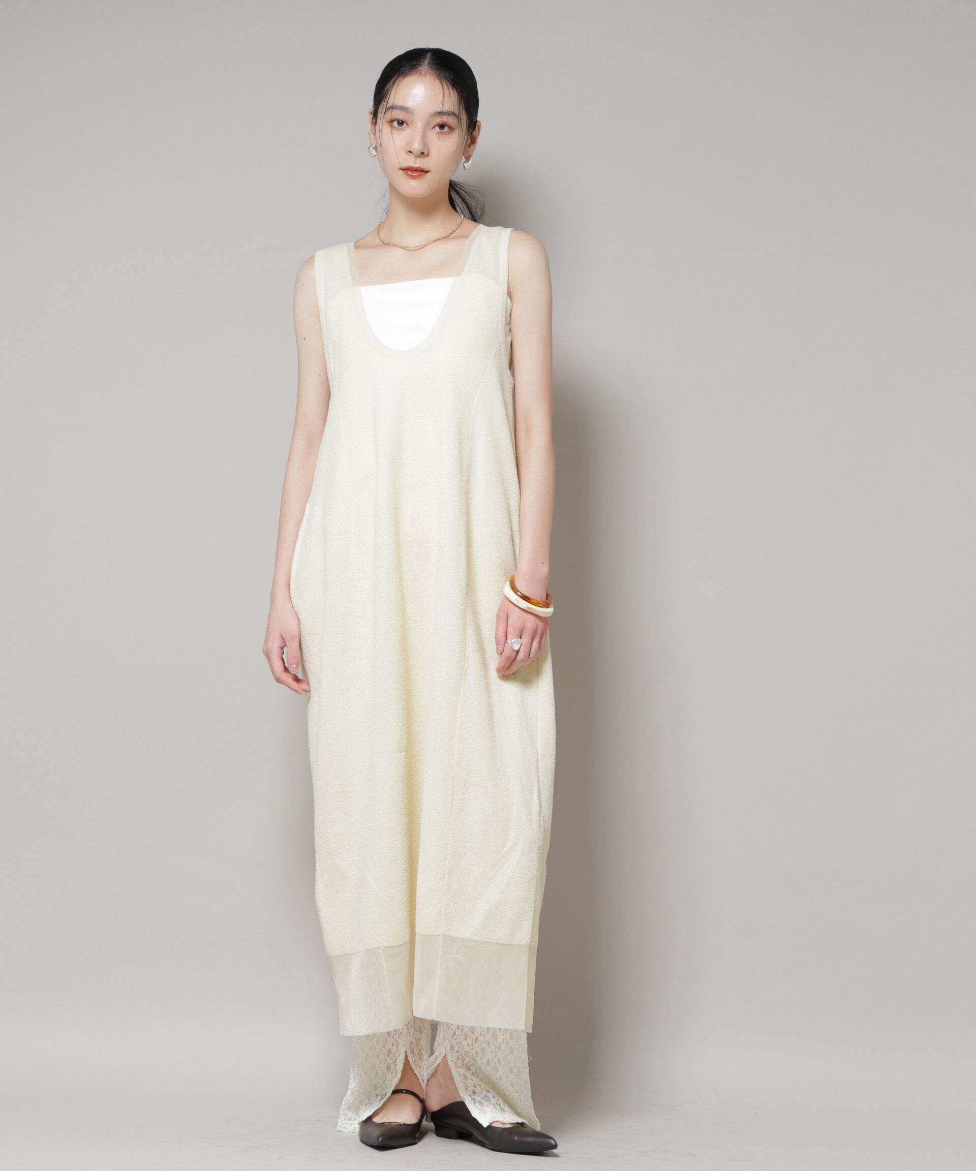 nano･universe「モール接結Uネックフォルムワンピース」|ワンピース|